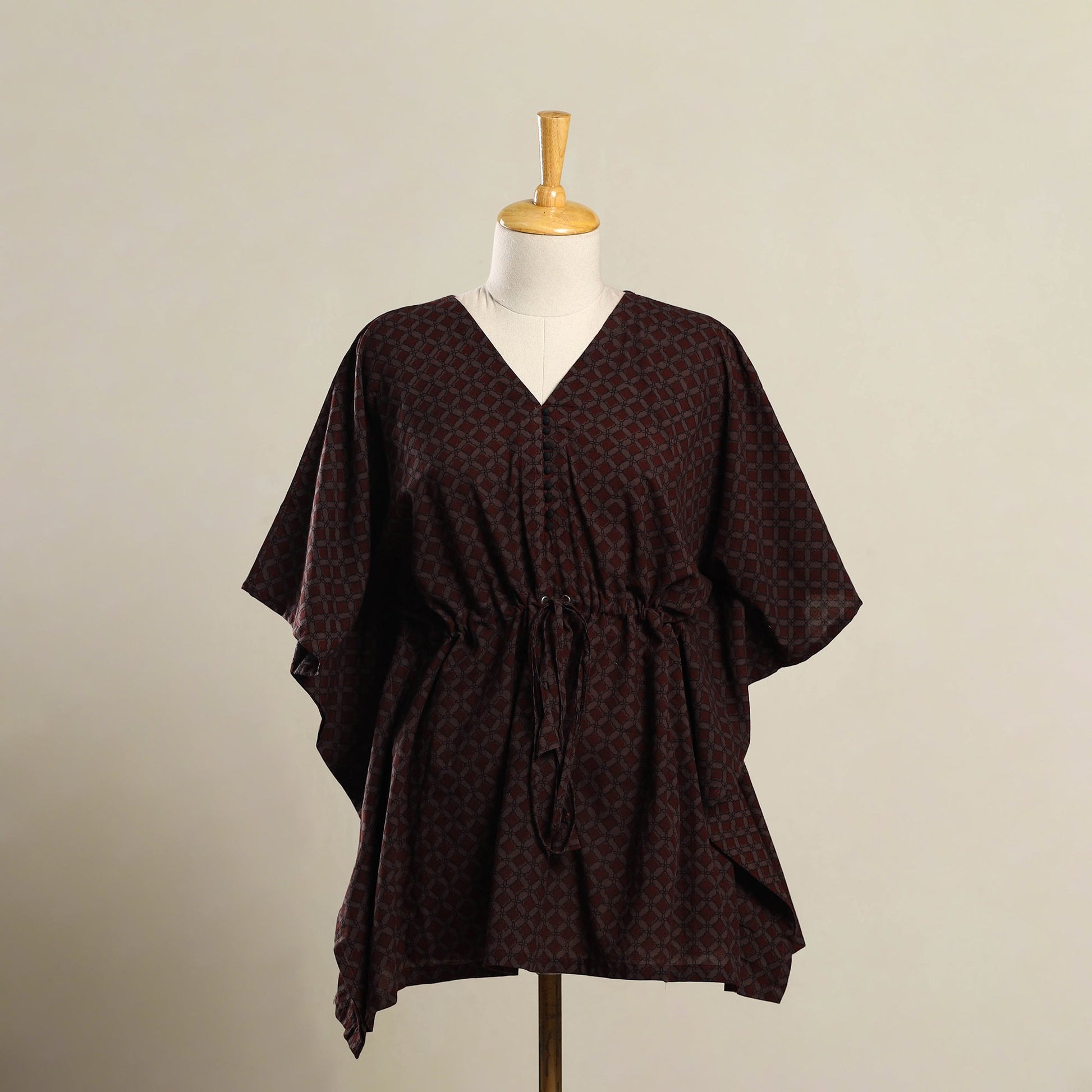 Brown - Bagh Mosaic Fusion Cotton Kaftan (Short) 15