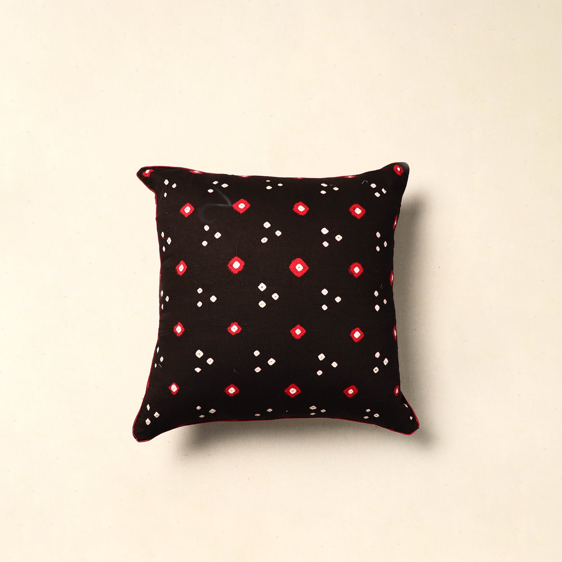 Black - Tie & Dye Cotton Bandhani Cushion Cover 13