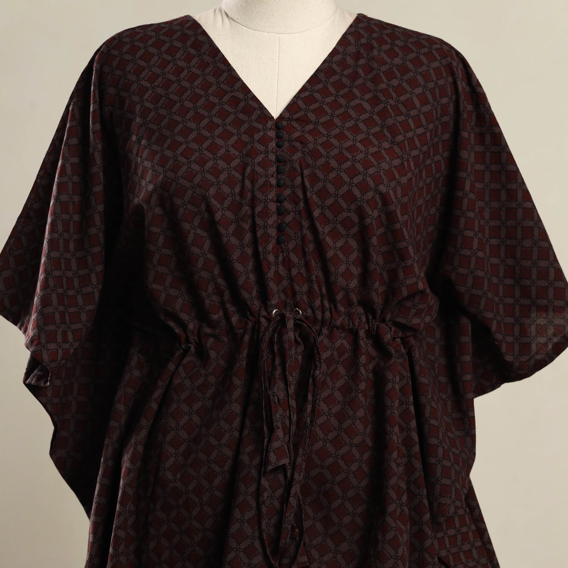 Brown - Bagh Mosaic Fusion Cotton Kaftan (Short) 15