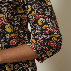 Black - Kalamkari Printed Cotton Straight Kurta 33
