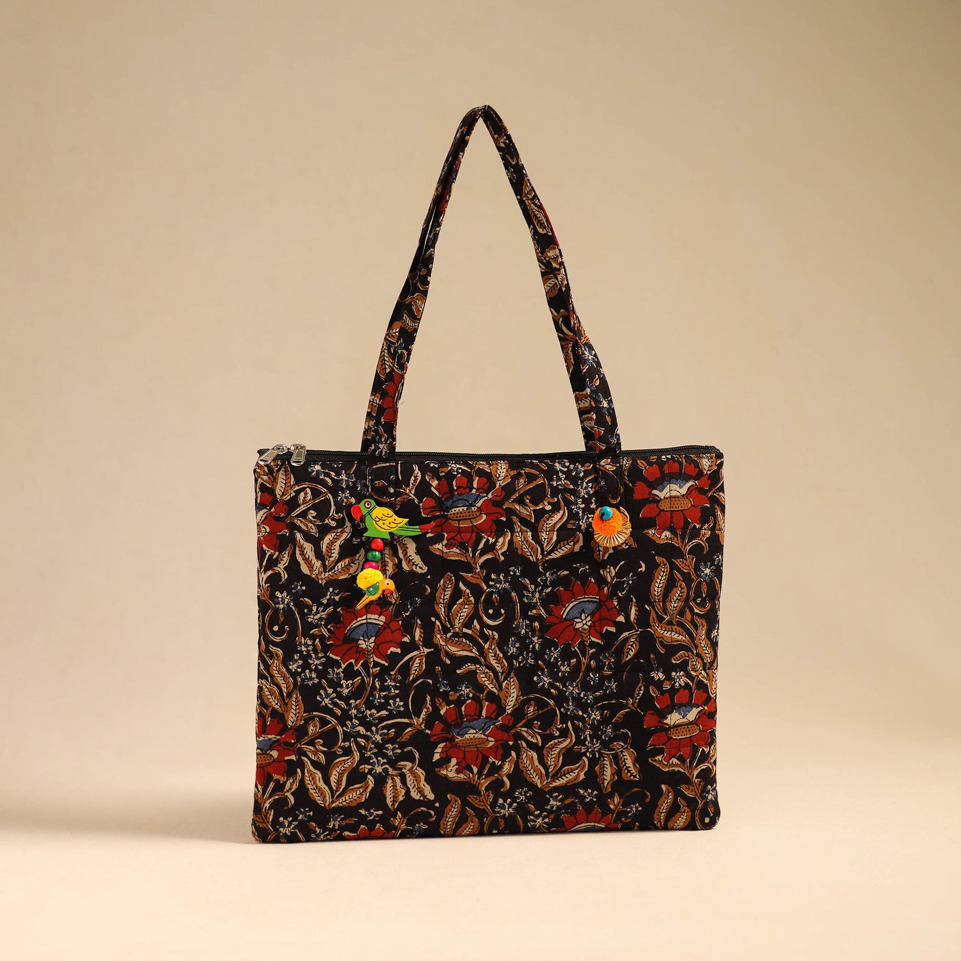 Black - Handcrafted Quilted Cotton Handbag 18