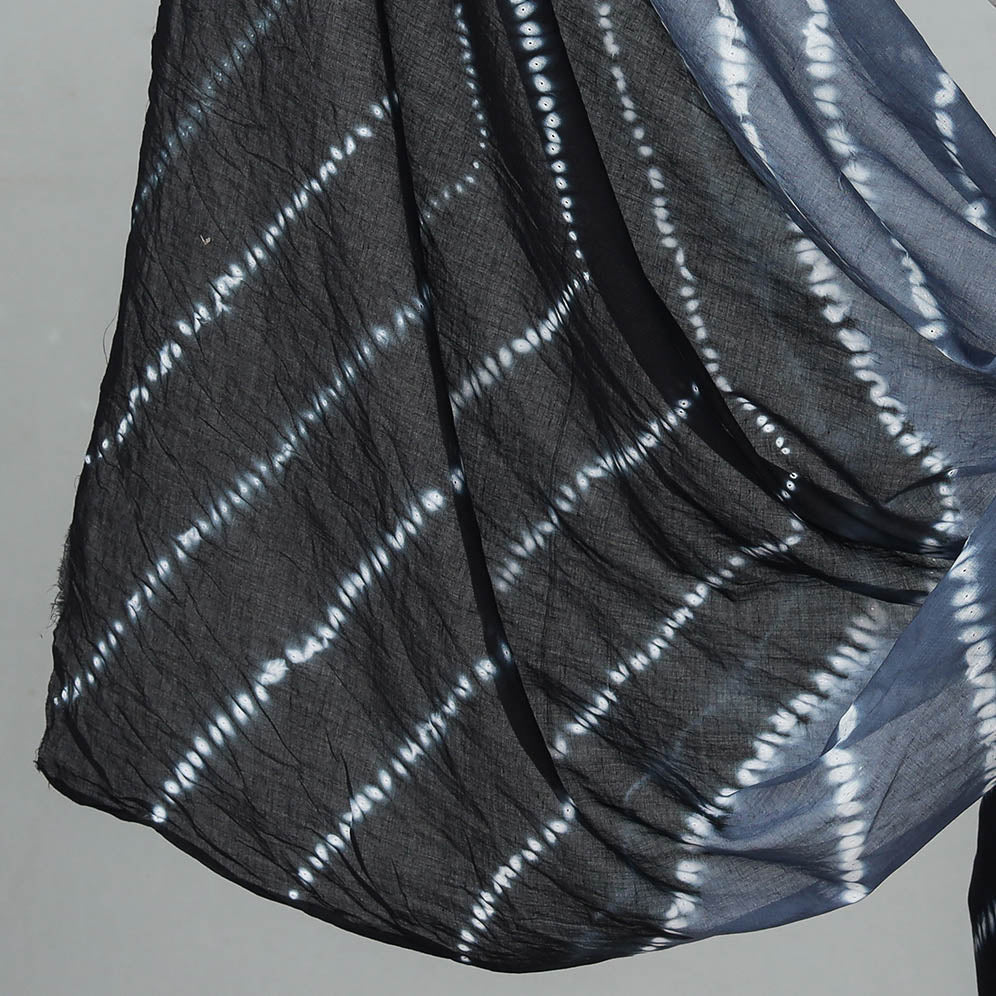 Black - 3pc Shibori Tie-Dye Mul Cotton Suit Material Set