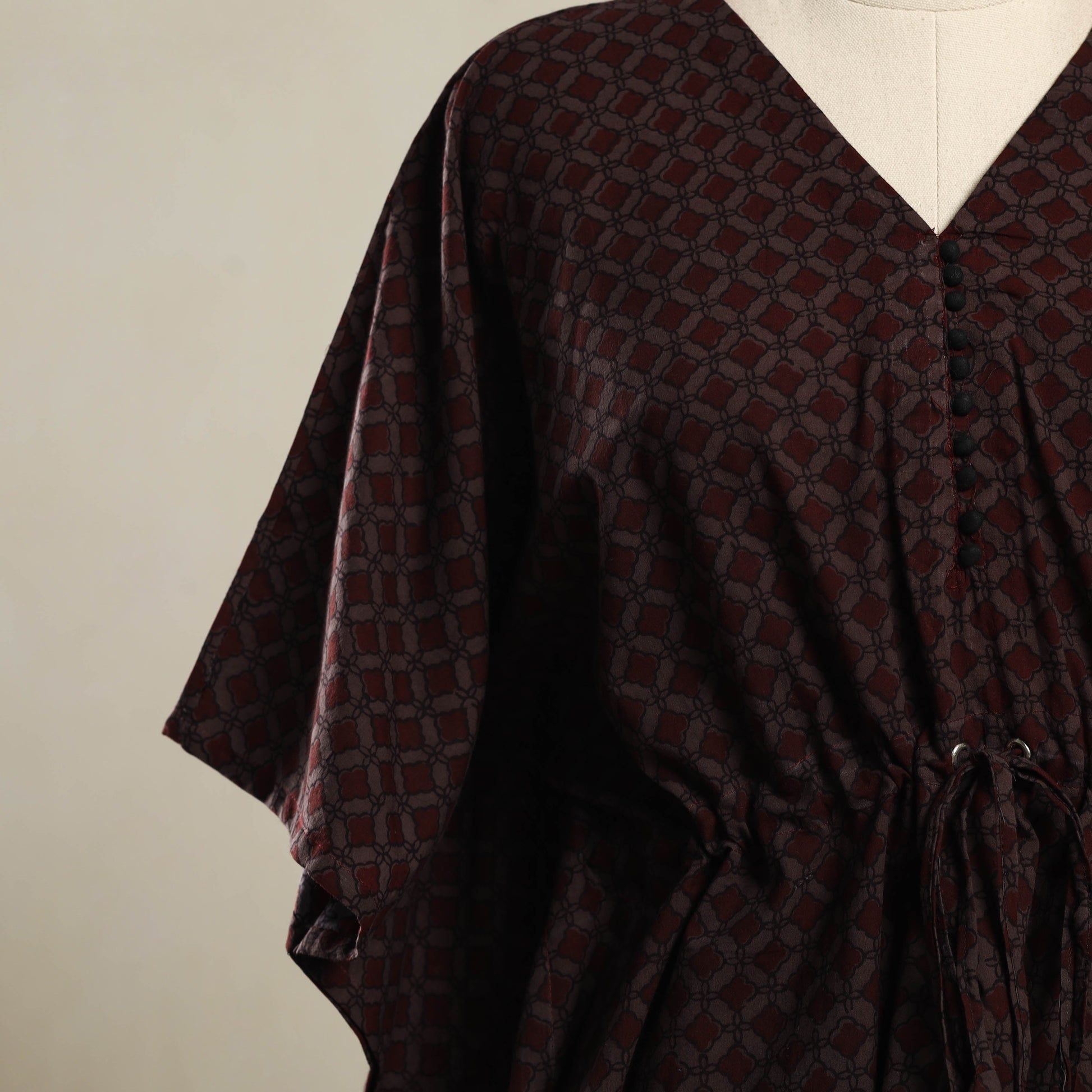 Brown - Bagh Mosaic Fusion Cotton Kaftan (Short) 15