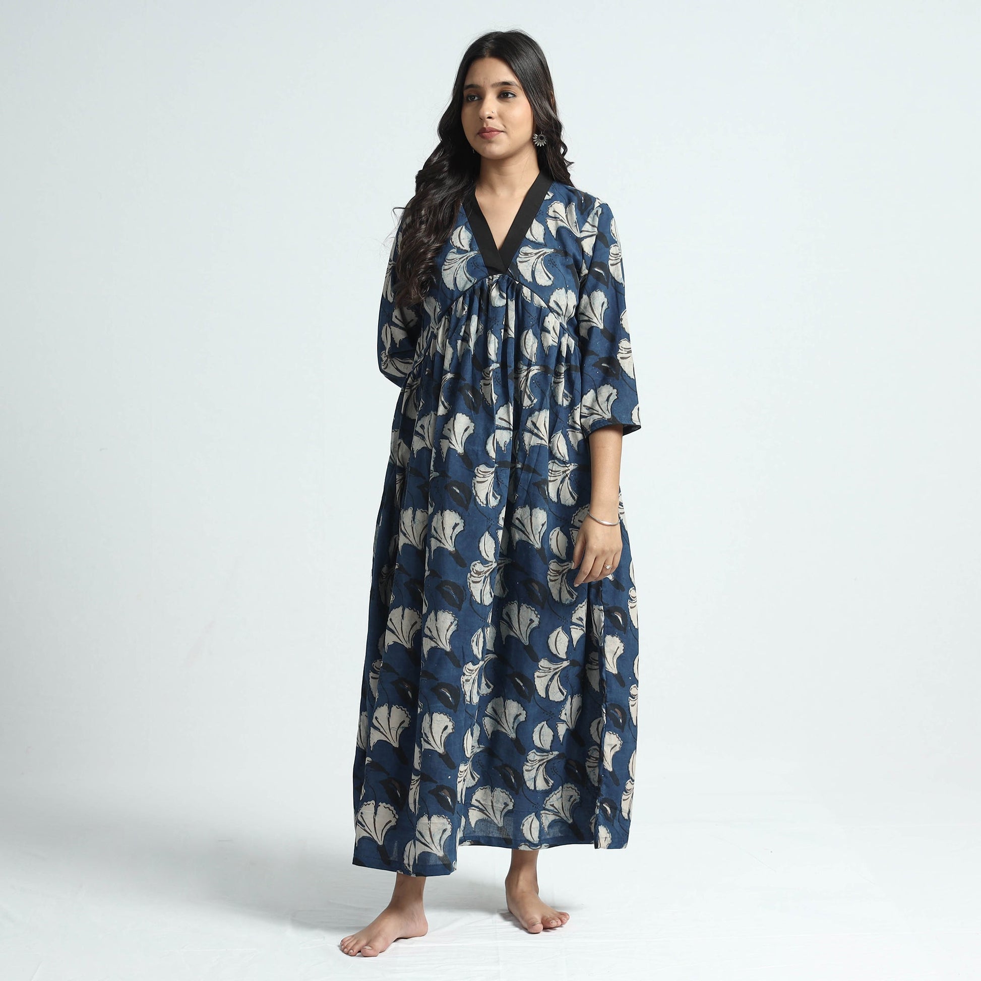 Blue - Bindaas Art Block Printed Cotton Dress