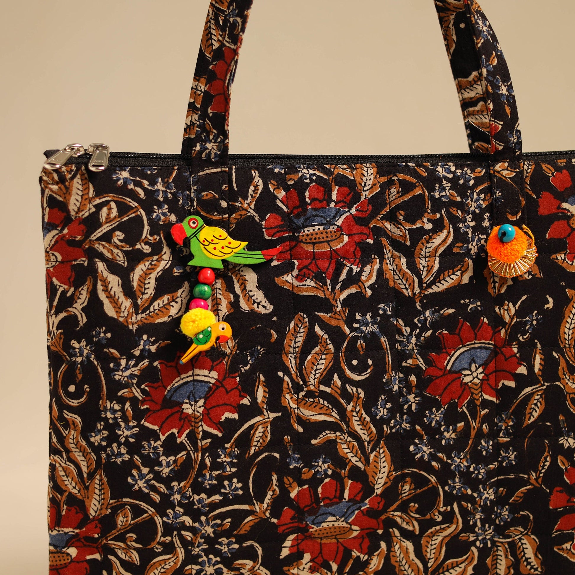 Black - Handcrafted Quilted Cotton Handbag 18
