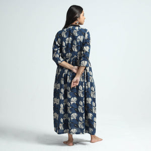 Blue - Bindaas Art Block Printed Cotton Dress