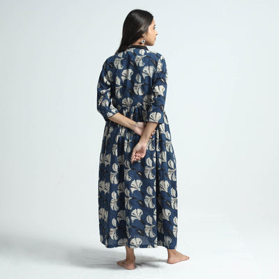 Blue - Bindaas Art Block Printed Cotton Dress