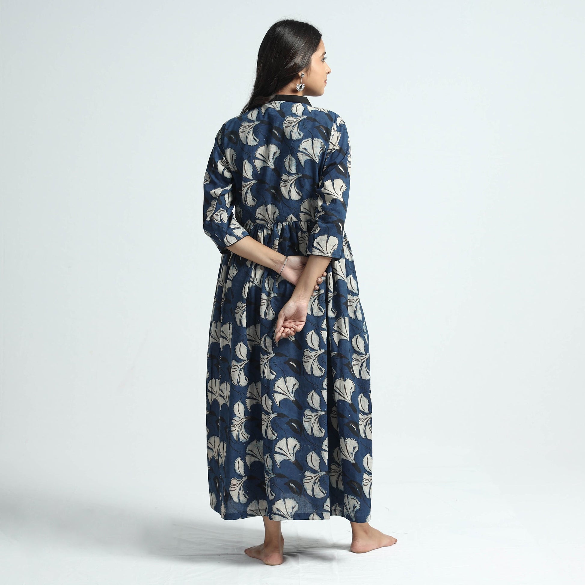 Blue - Bindaas Art Block Printed Cotton Dress