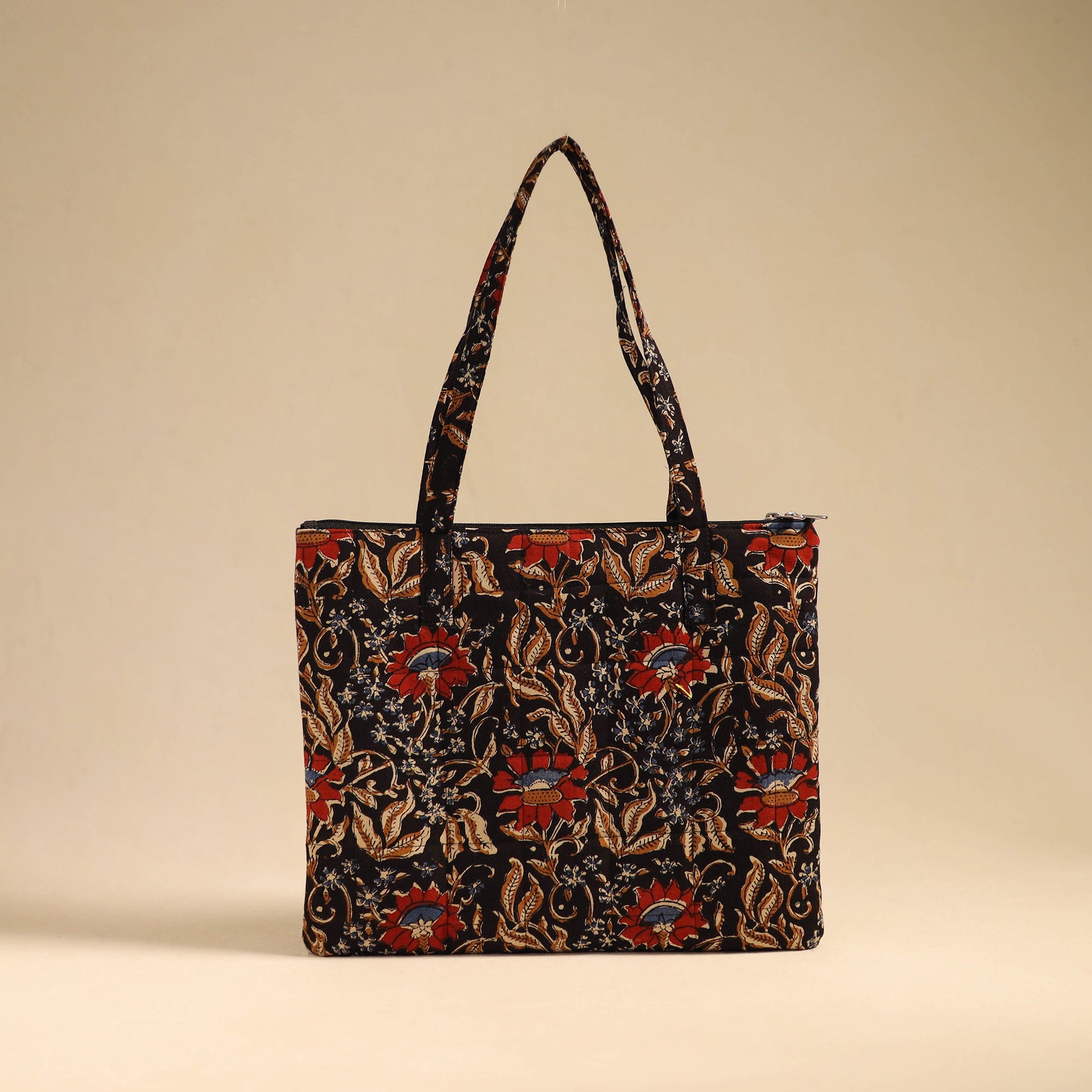 Black - Handcrafted Quilted Cotton Handbag 18