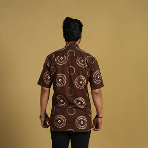 Brown - Half Sleeve Tie & Dye Cotton Men Shibori Shirt 10