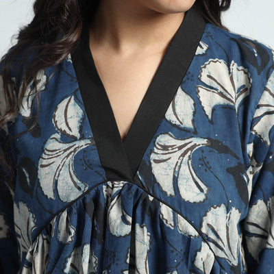 Blue - Bindaas Art Block Printed Cotton Dress