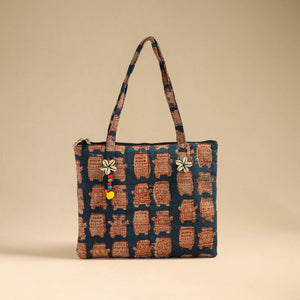 Blue - Handcrafted Quilted Cotton Handbag 19