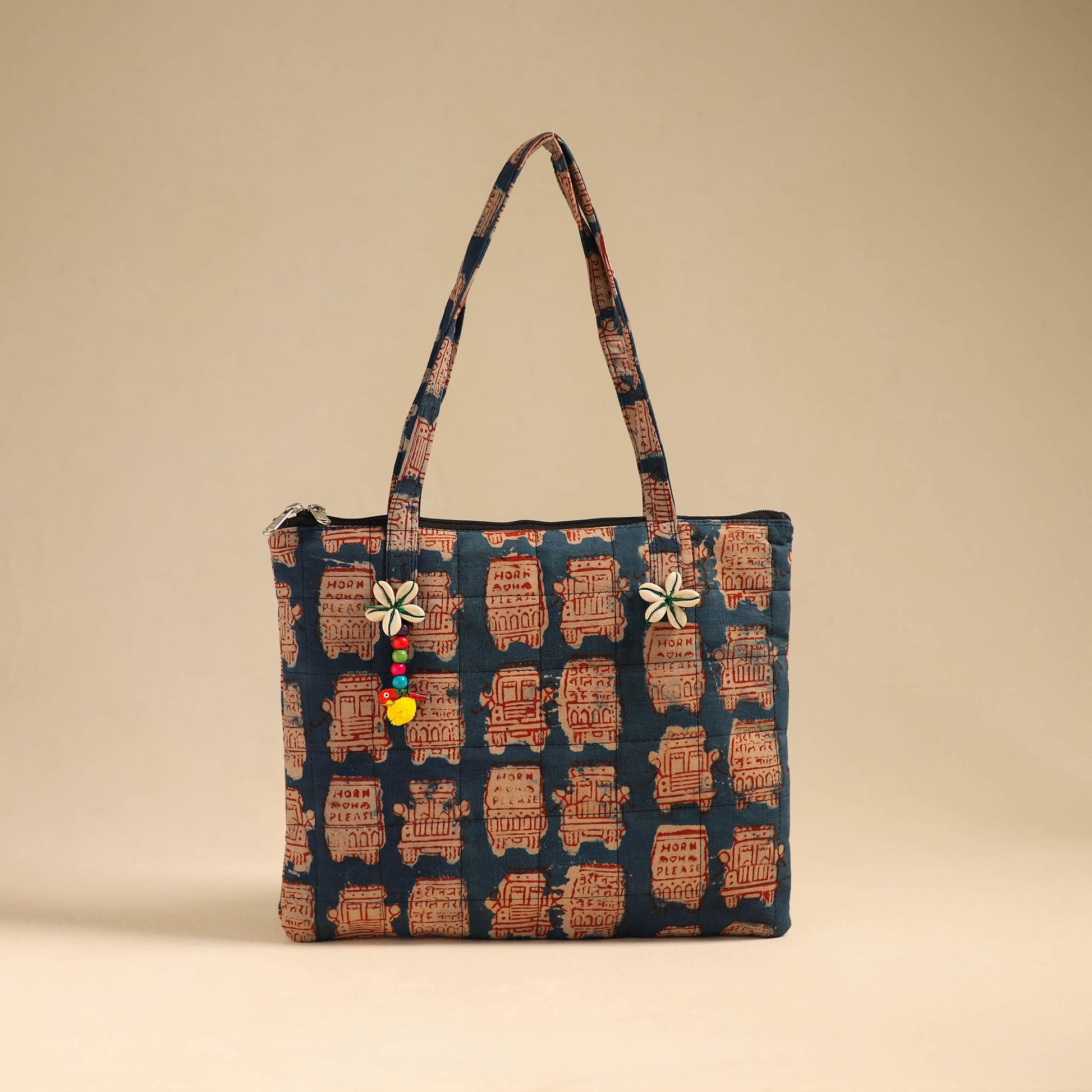 Blue - Handcrafted Quilted Cotton Handbag 19