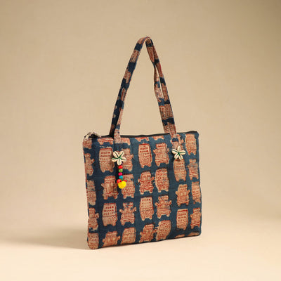 Blue - Handcrafted Quilted Cotton Handbag 19