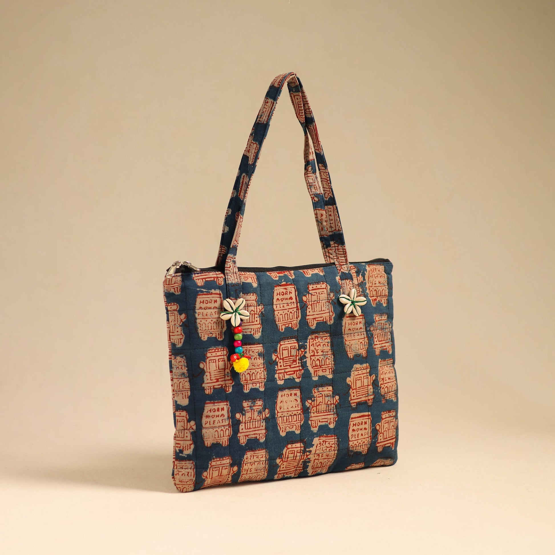 Blue - Handcrafted Quilted Cotton Handbag 19