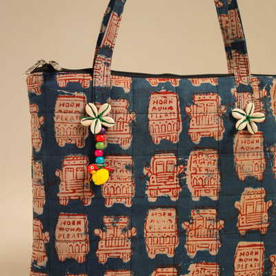 Blue - Handcrafted Quilted Cotton Handbag 19