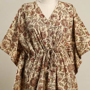 Beige - Kalamkari Block Print Cotton Kaftan (Short) 17