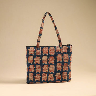 Blue - Handcrafted Quilted Cotton Handbag 19