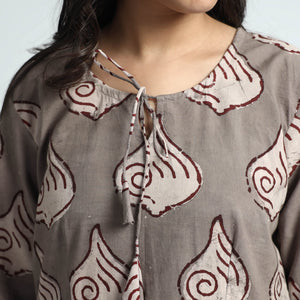 Brown - Bindaas Art Block Printed Cotton Dress
