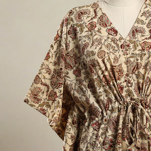 Beige - Kalamkari Block Print Cotton Kaftan (Short) 17