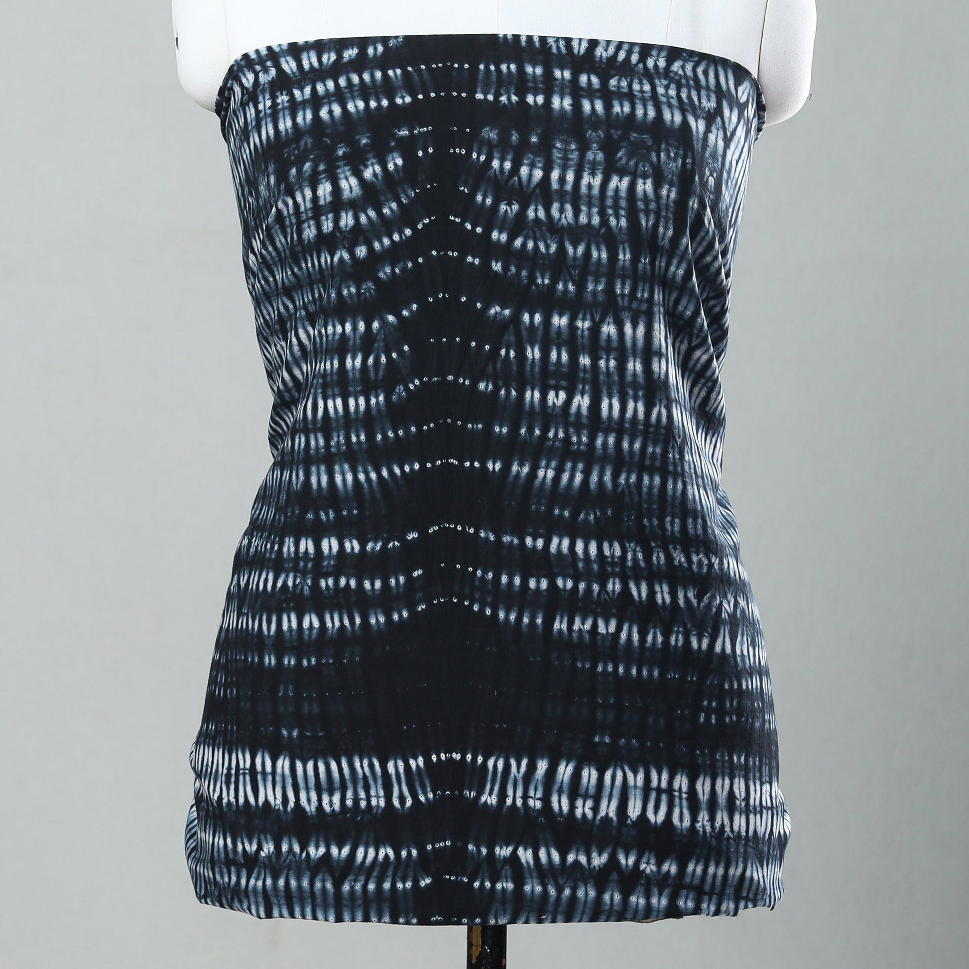 Black - 3pc Shibori Tie-Dye Mul Cotton Suit Material Set