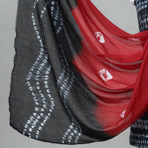 Black - 3pc Shibori Tie-Dye Mul Cotton Suit Material Set