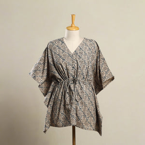Beige - Kalamkari Block Print Cotton Kaftan (Short) 18