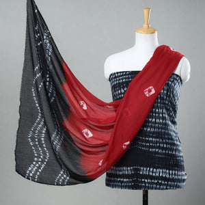 Black - 3pc Shibori Tie-Dye Mul Cotton Suit Material Set