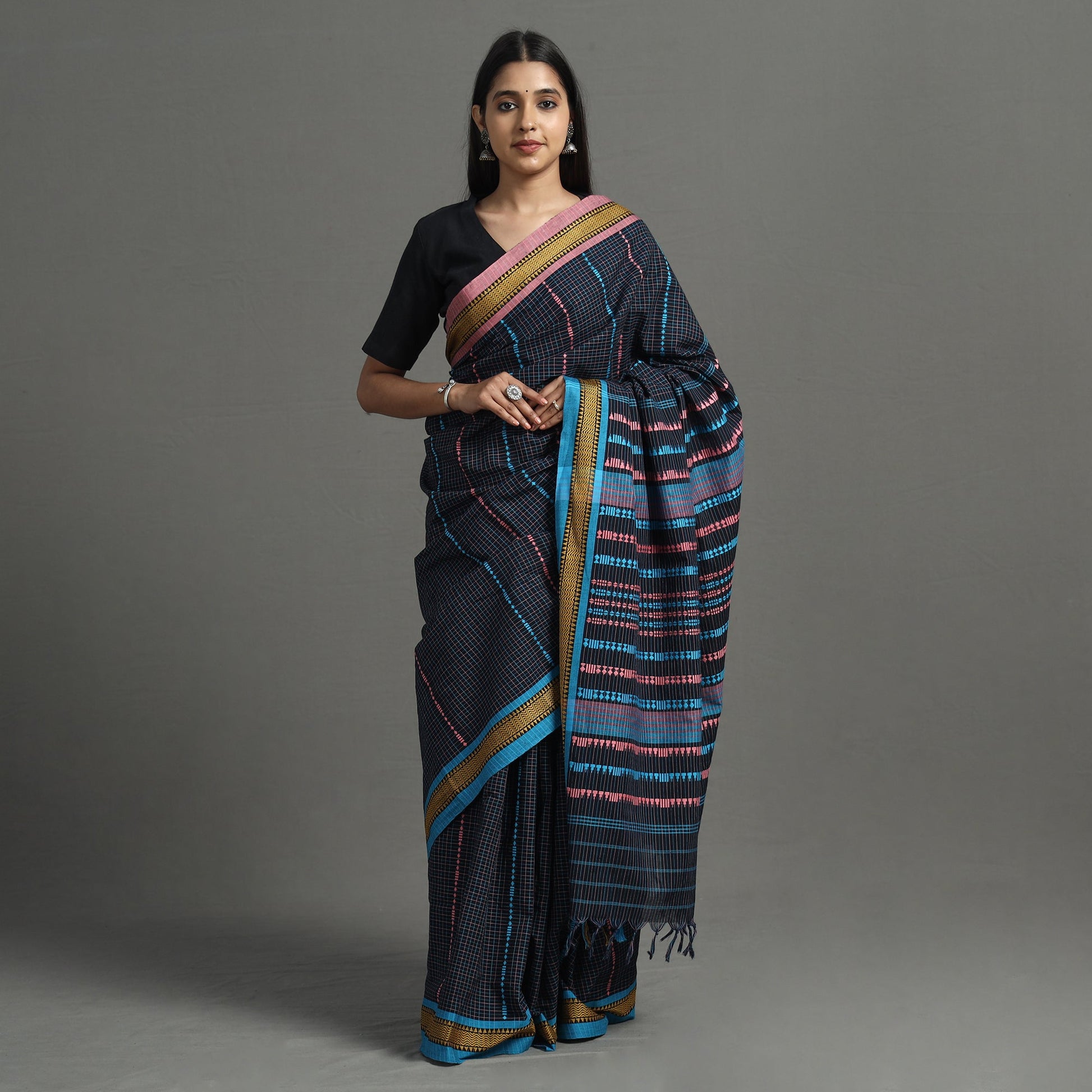 Black - Begampuri Handloom Cotton Saree