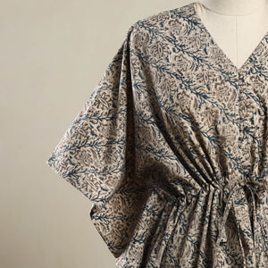 Beige - Kalamkari Block Print Cotton Kaftan (Short) 18