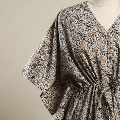 Beige - Kalamkari Block Print Cotton Kaftan (Short) 18
