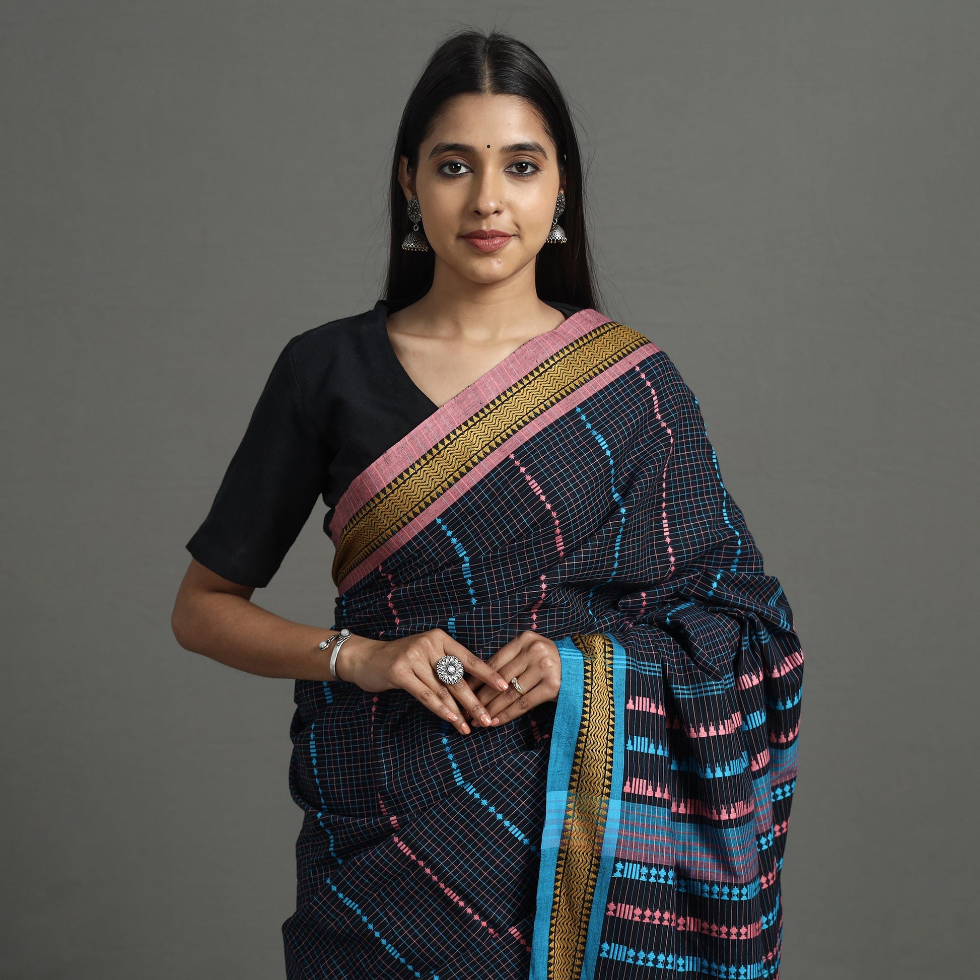 Black - Begampuri Handloom Cotton Saree
