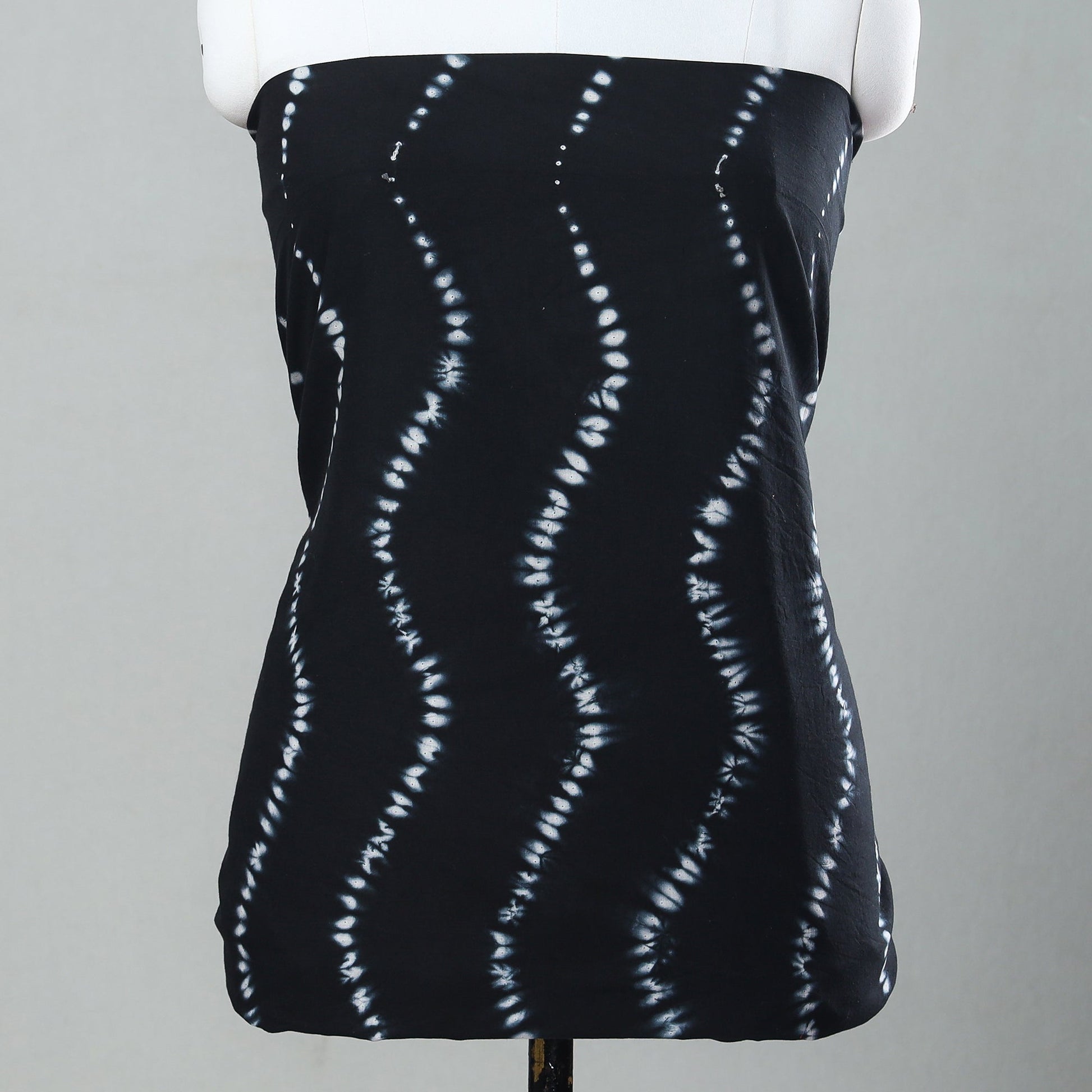 Black - 3pc Shibori Tie-Dye Mul Cotton Suit Material Set