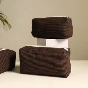 Brown - Handmade Cotton Toiletry Bags (Set of 3) 09
