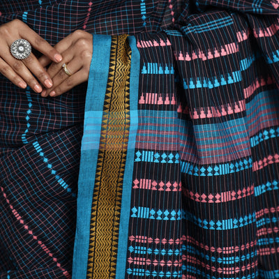 Black - Begampuri Handloom Cotton Saree