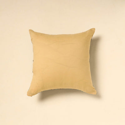 Beige - Tussar Silk Bengal Kantha Work Cushion Cover 14