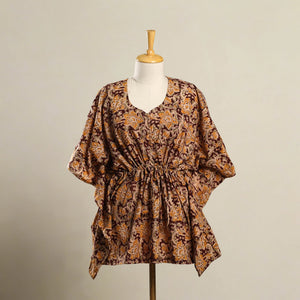Brown - Kalamkari Block Print Cotton Kaftan (Short) 20