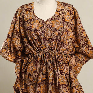 Brown - Kalamkari Block Print Cotton Kaftan (Short) 20