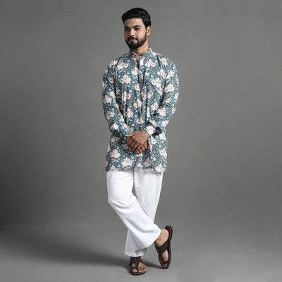 Block Print Cotton Sanganeri Kurta for Men (Short) 01