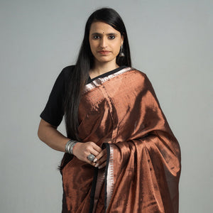 Brown - Burdwan Tissue Zari Work Handloom Saree