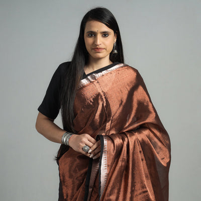 Brown - Burdwan Tissue Zari Work Handloom Saree