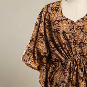 Brown - Kalamkari Block Print Cotton Kaftan (Short) 20