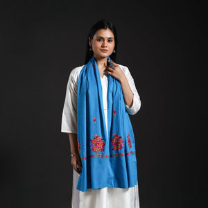 Blue - Cotton Kashida Embroidery Stole 21