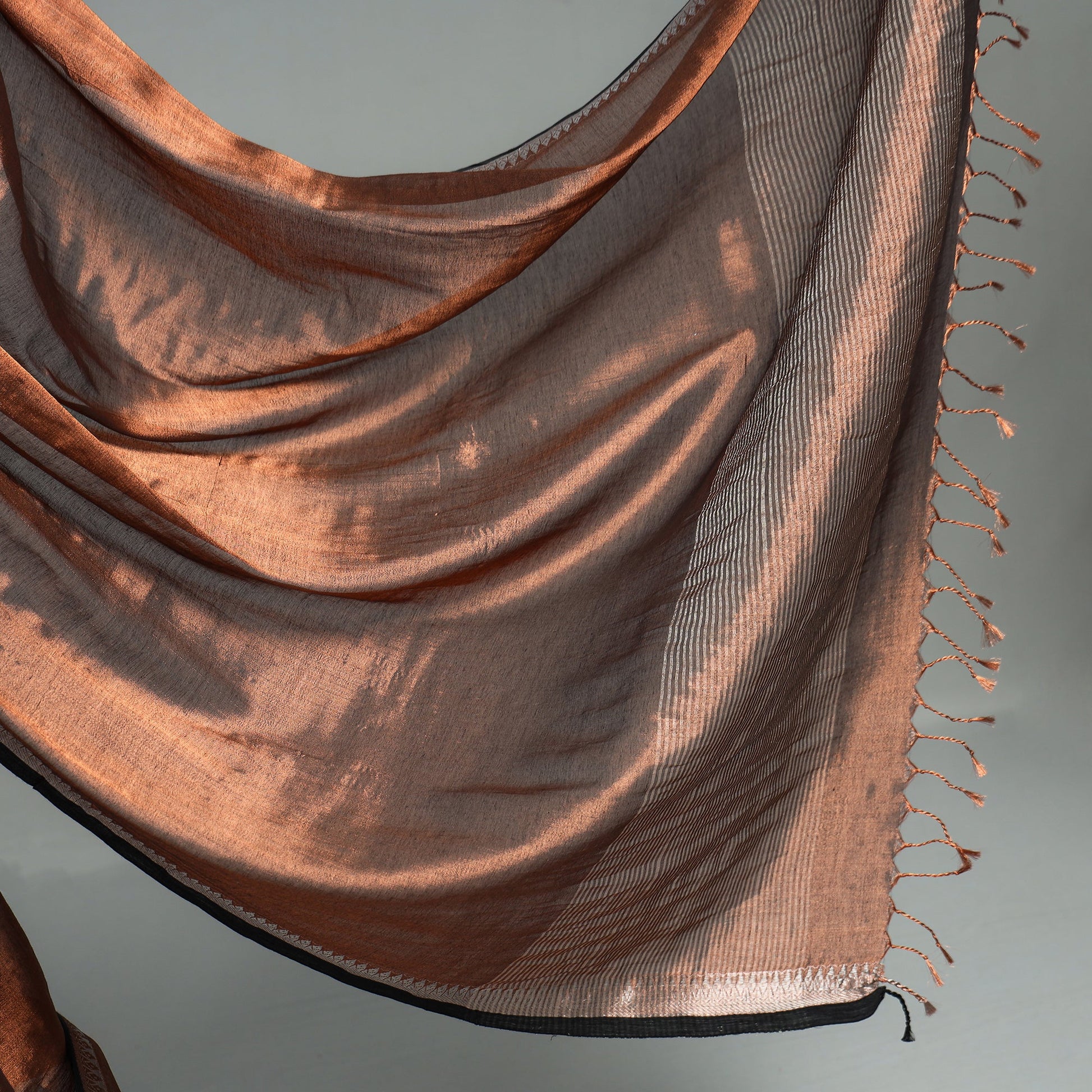 Brown - Burdwan Tissue Zari Work Handloom Saree
