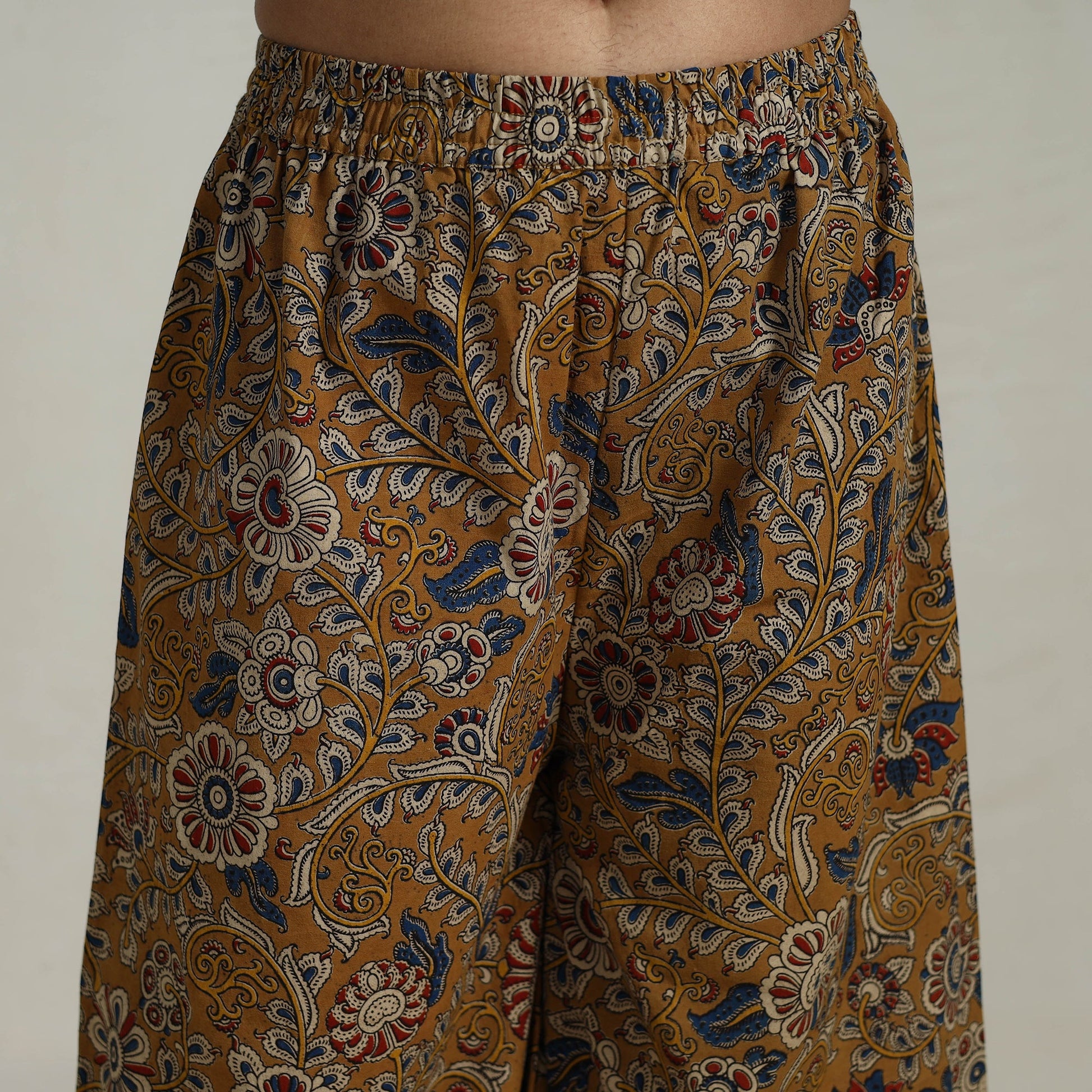 Brown - Flared Cotton Block Print Kalamkari Kurta Set 23