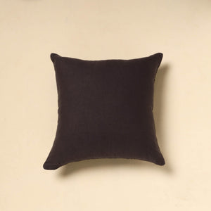 Black - Tussar Silk Bengal Kantha Work Cushion Cover 20