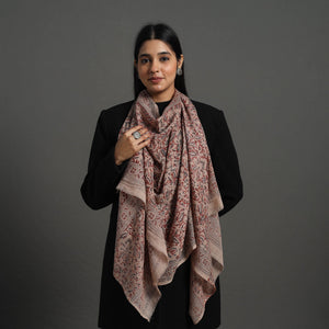 Brown - Block Print Pedana Kalamkari Wool Stole 37