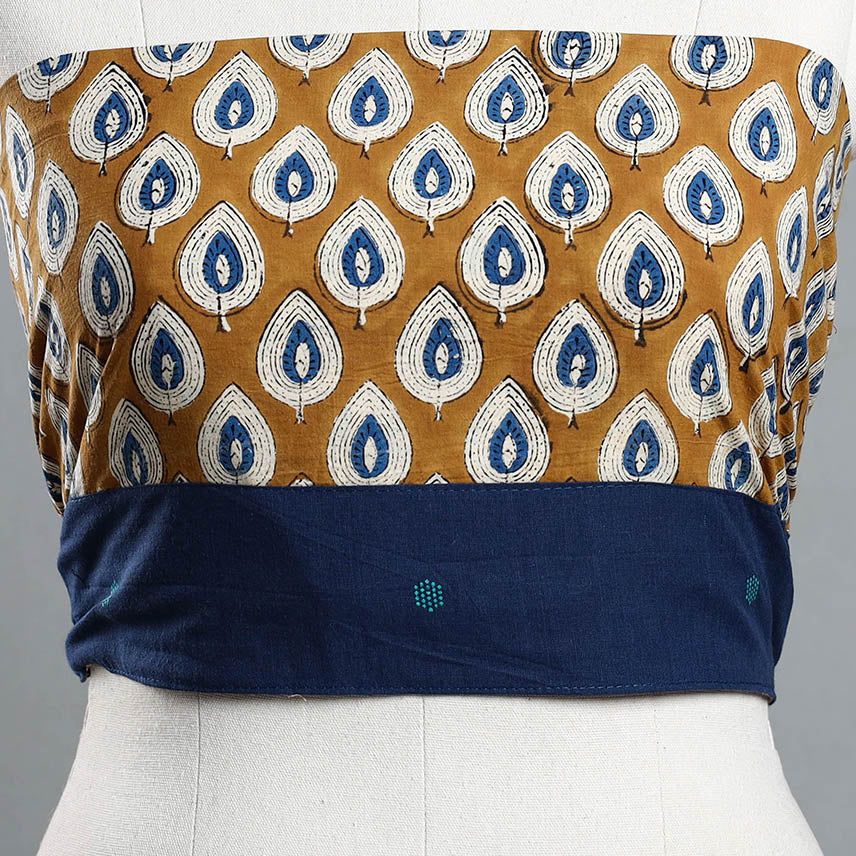 Brown - Block Printed Cotton Bagru Blouse Piece 01