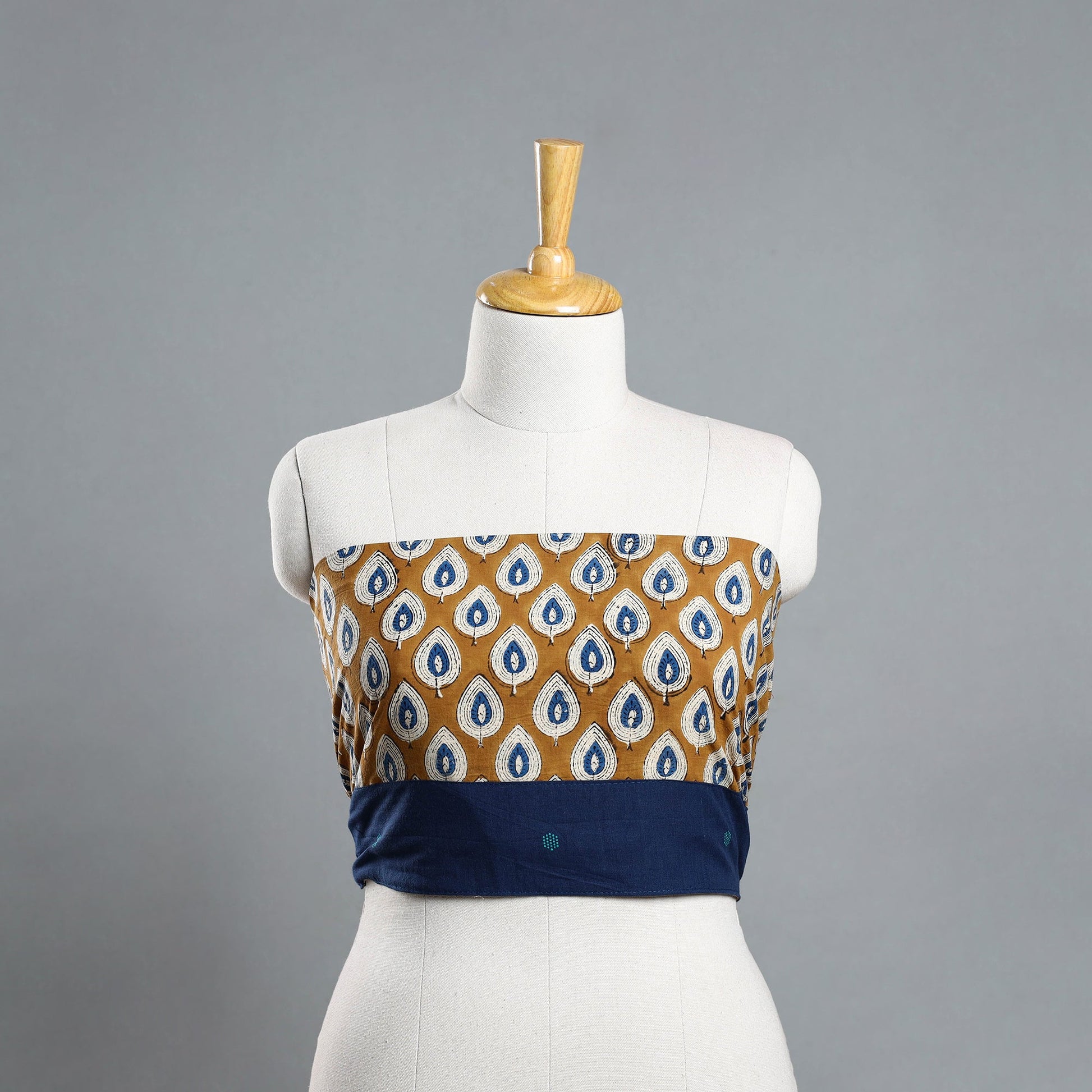 Brown - Block Printed Cotton Bagru Blouse Piece 01