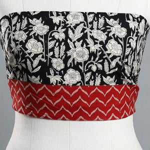 Black - Block Printed Cotton Bagru Blouse Piece 03
